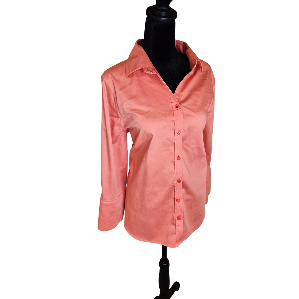 Chico’s No-Iron Chic Stretch Peach Button-Down Blouse Size 2 (US12 Or L) - Picture 3 of 4